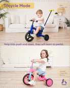 KRIDDO 4in1 Kids Tricycle for 1.5 to 3 Years Old Blue