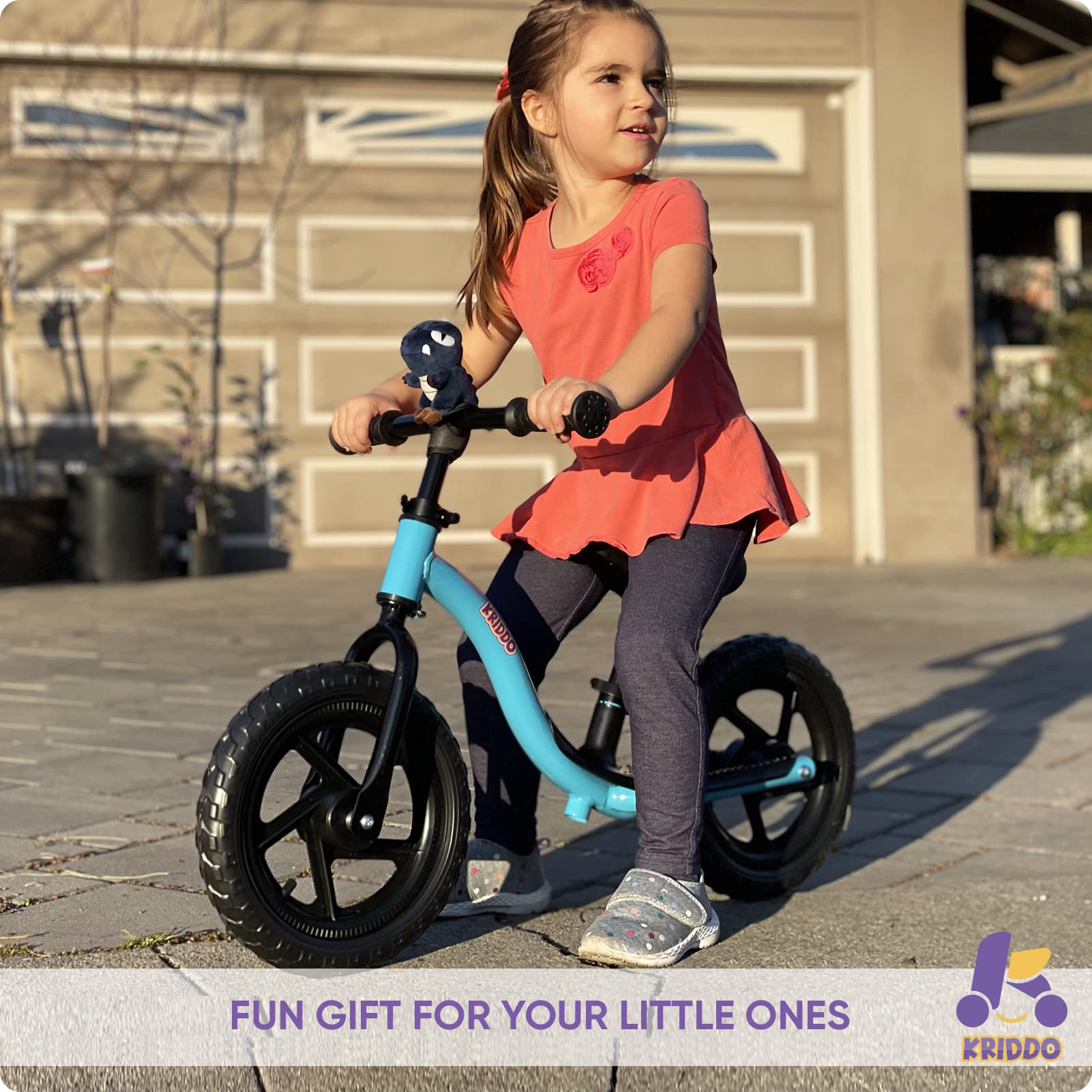 KRIDDO Balance Bike for Toddlers with Stuffed Animal – Blue (18 Months to 4 Years)
