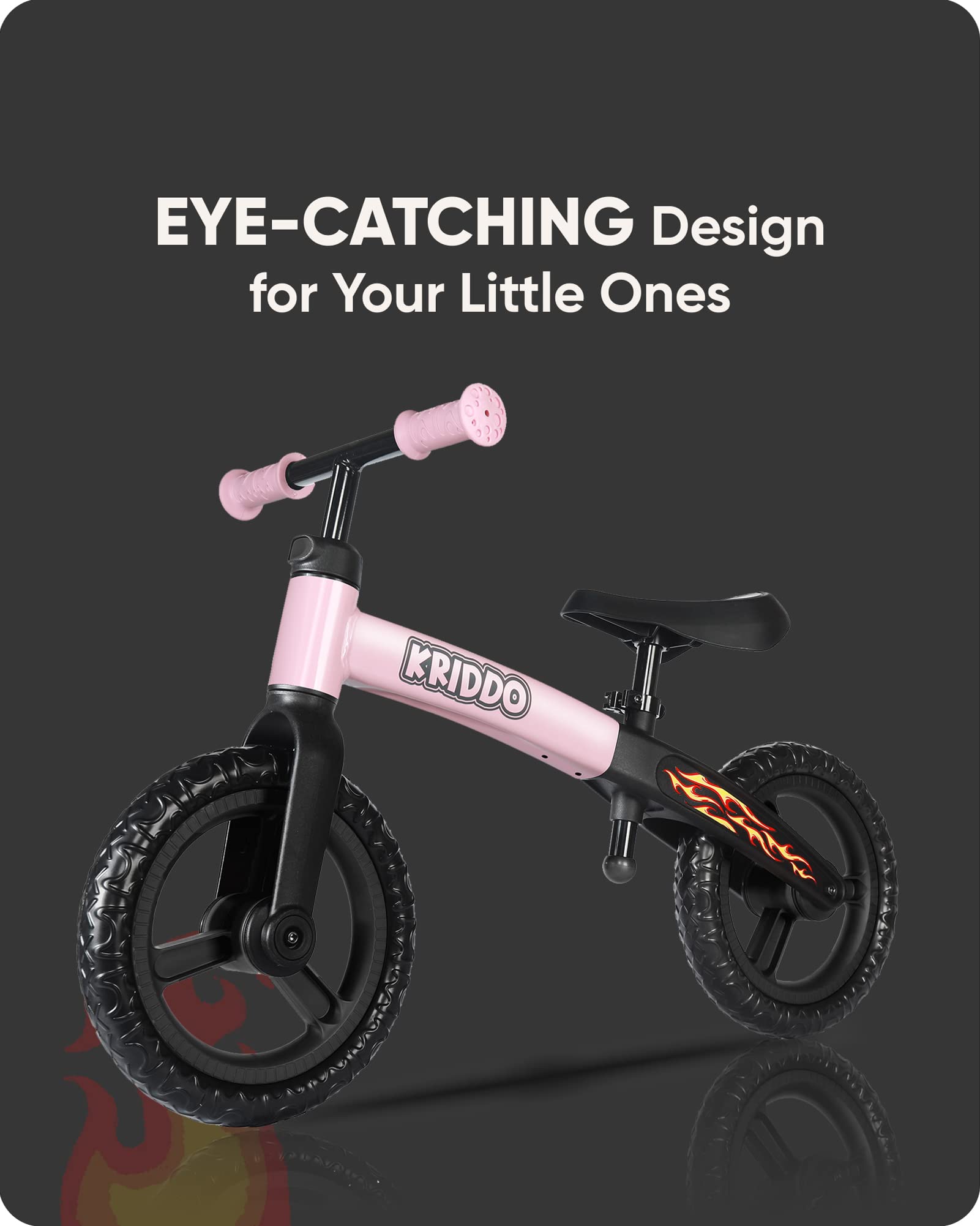 KRIDDO Interactive Balance Bike for Toddlers 18 Months to 5 Years in Pink