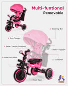 Kriddo 8-in-1 Kids Tricycle with bell and Adjustable Seat for 18 Months to 5 Years Old Pink