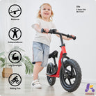 KRIDDO Red Toddler Balance Bike with Stuffed Animal for Ages 18 Months to 4 Years