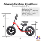 KRIDDO Toddler Balance Bike in Red with Stuffed Animal for 18 Months to 4 Years
