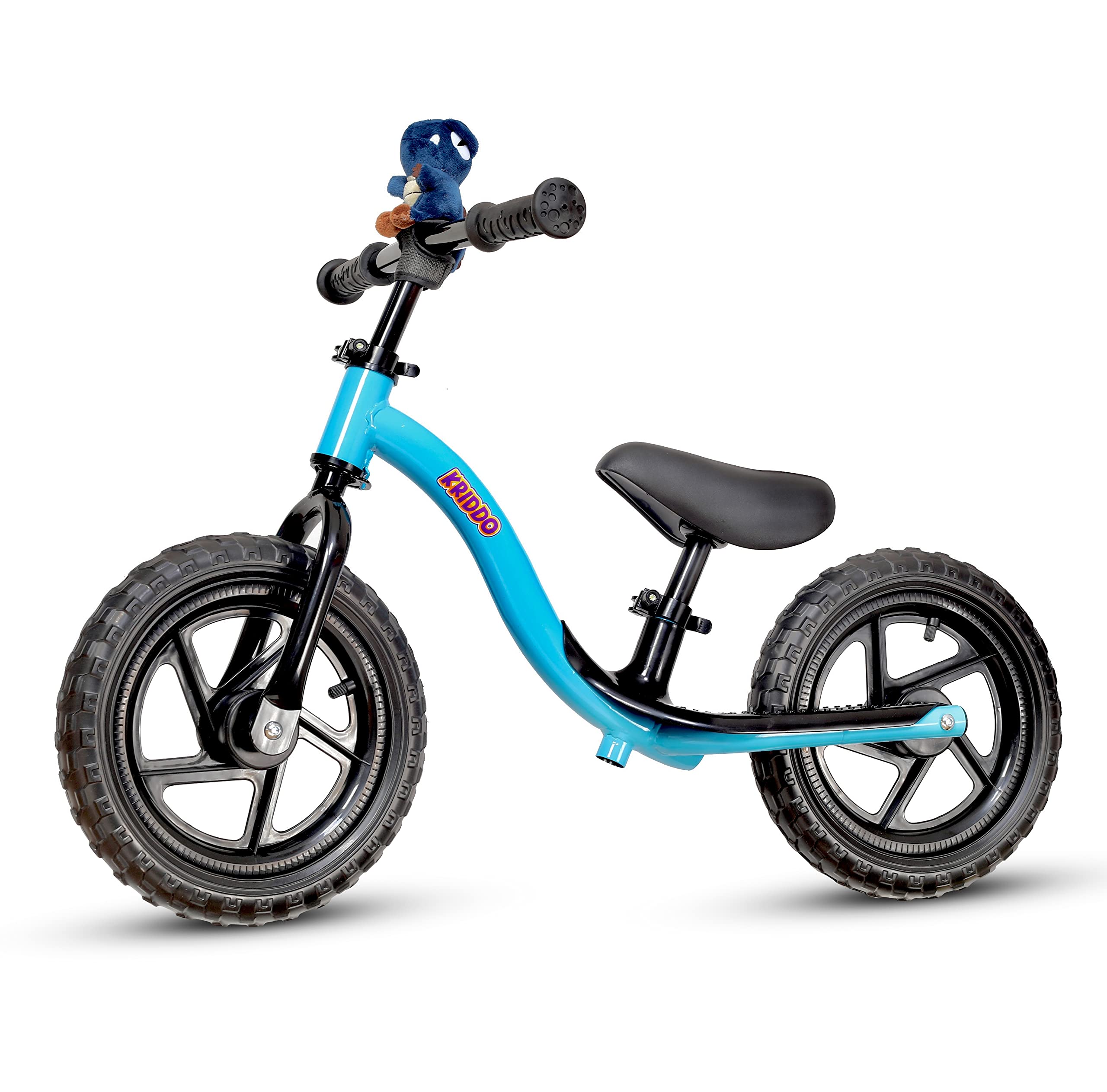 KRIDDO Toddler Balance Bike with Stuffed Animal for 18 Months to 4 Years Old Blue