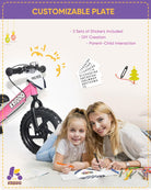 Kriddo Toddler Balance Bike with Brake and Flag for 18 Months to 3 Years Old Pink
