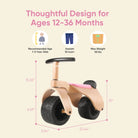 KRIDDO Baby Wooden Balance Bike for 1 To 3 Years Old Pink
