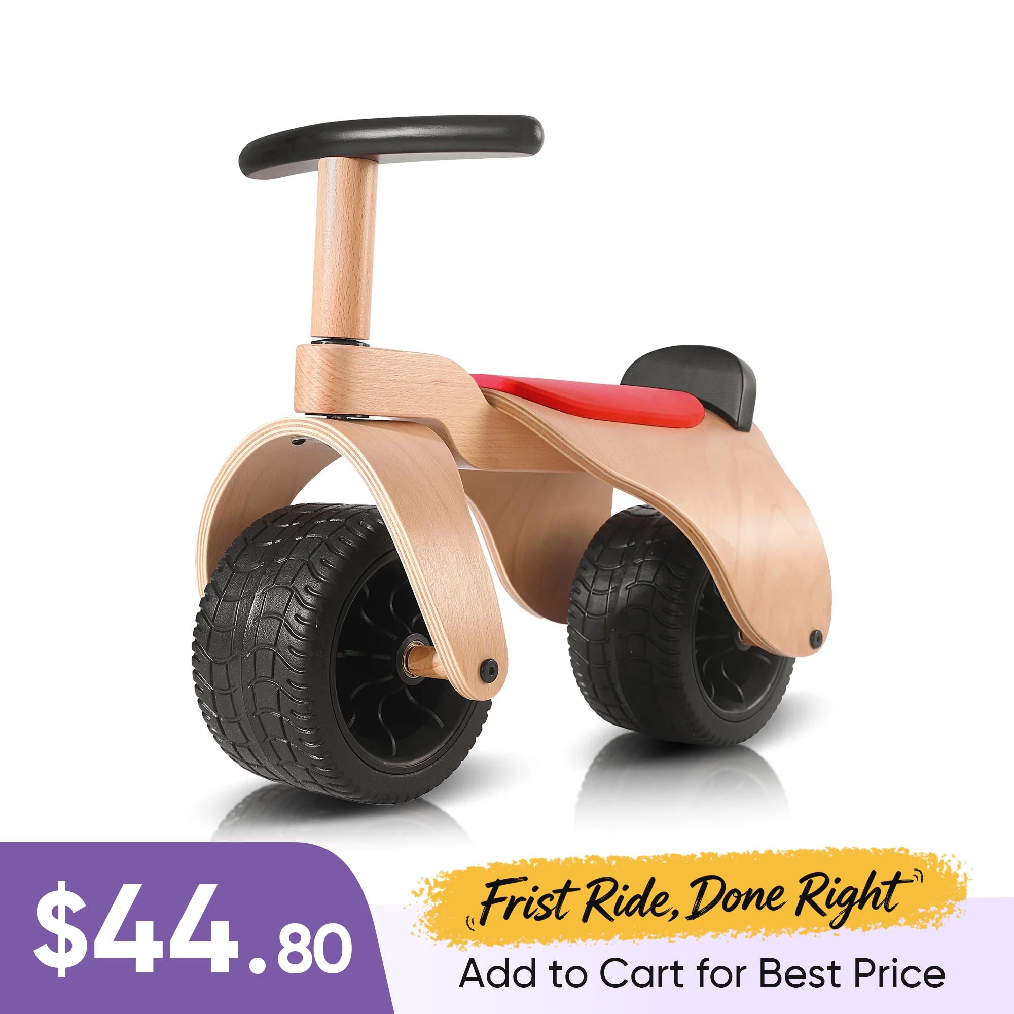 KRIDDO Baby Wooden Balance Bike for 1 To 3 Years Old Red