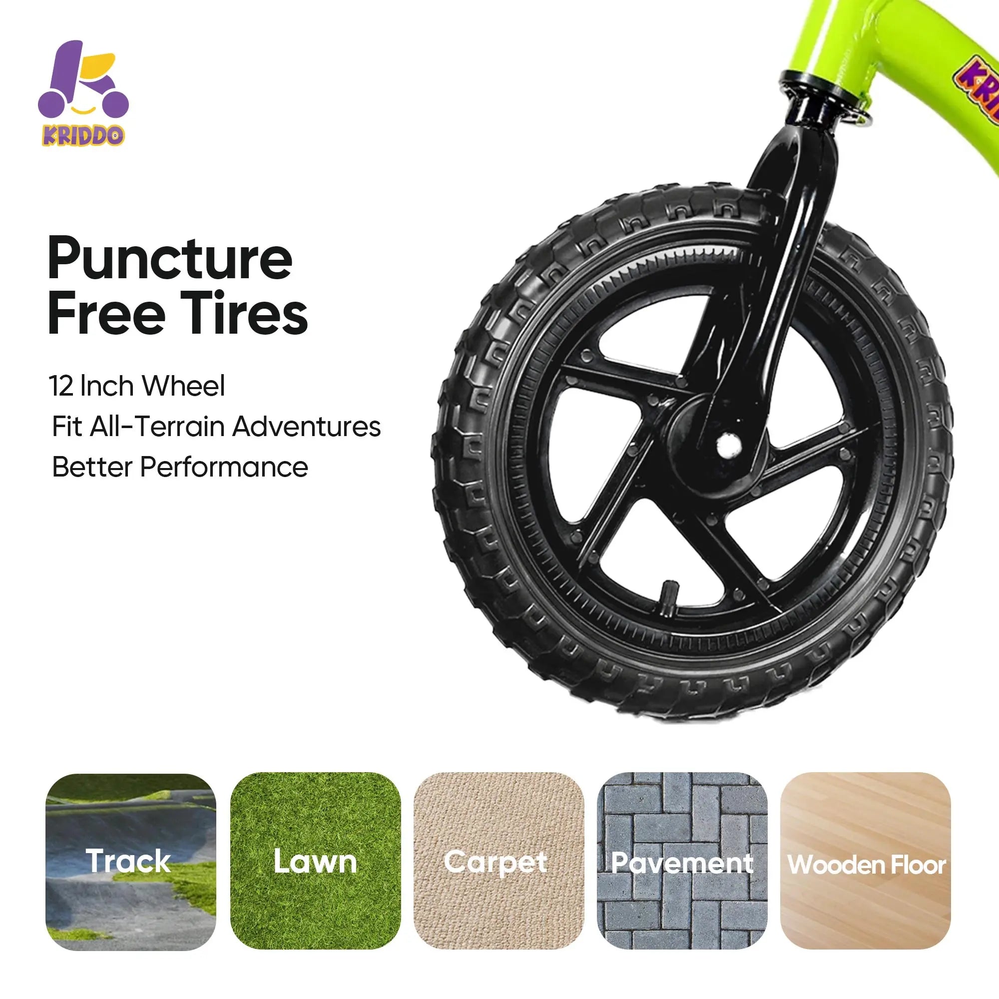 KRIDDO 12 inch puncture free tires
