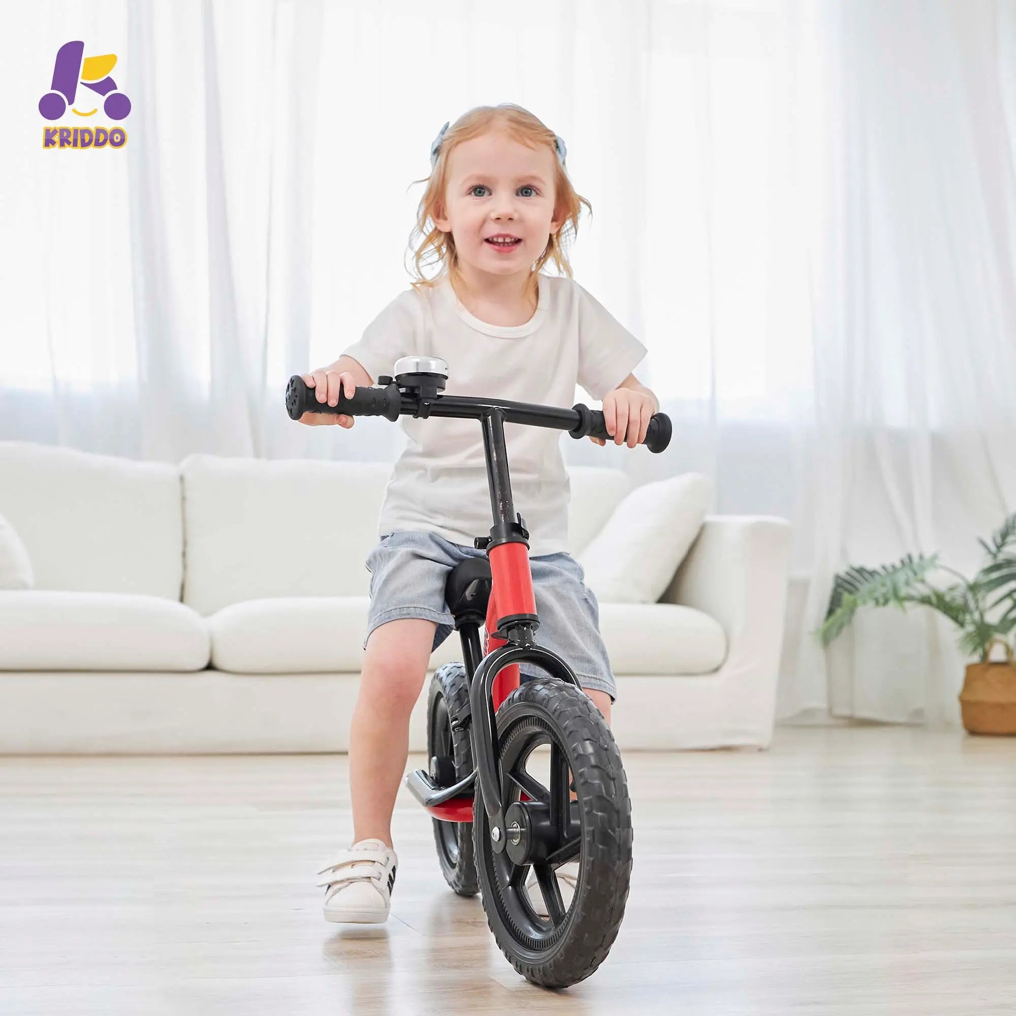 KRIDDO Toddler Balance Bike with Ride On Toys for 2 to 5 Years Old Red