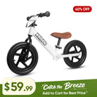 KRIDDO 12 Inch Toddler Balance Bike with Custom Name Plate for Ages 2–5 White