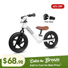 KRIDDO 12 Inch Toddler Balance Bike with Custom Name Plate for Ages 2–5 White, Includes Free Protective Gear Set