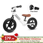 KRIDDO 12 Inch Toddler Balance Bike with Custom Name Plate for Ages 2–5 White, Includes Free Protective Gear Set