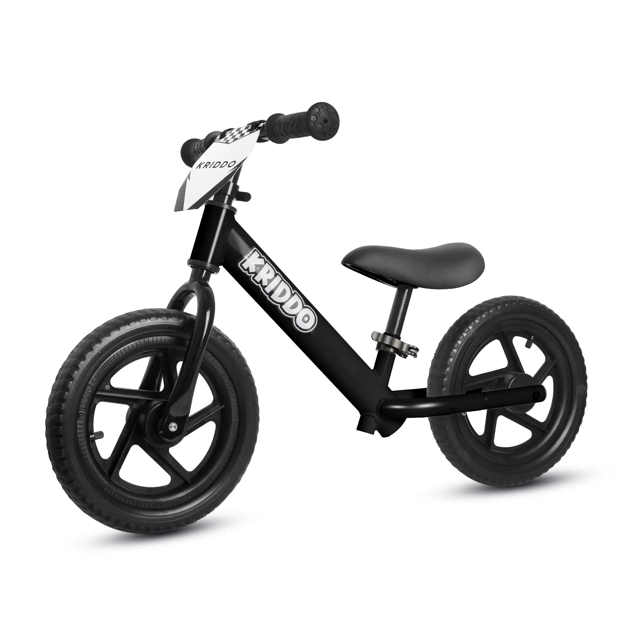 KRIDDO Classic Toddler Balance Bike with Customizable Plate for Ages 2 to 5 Years Black
