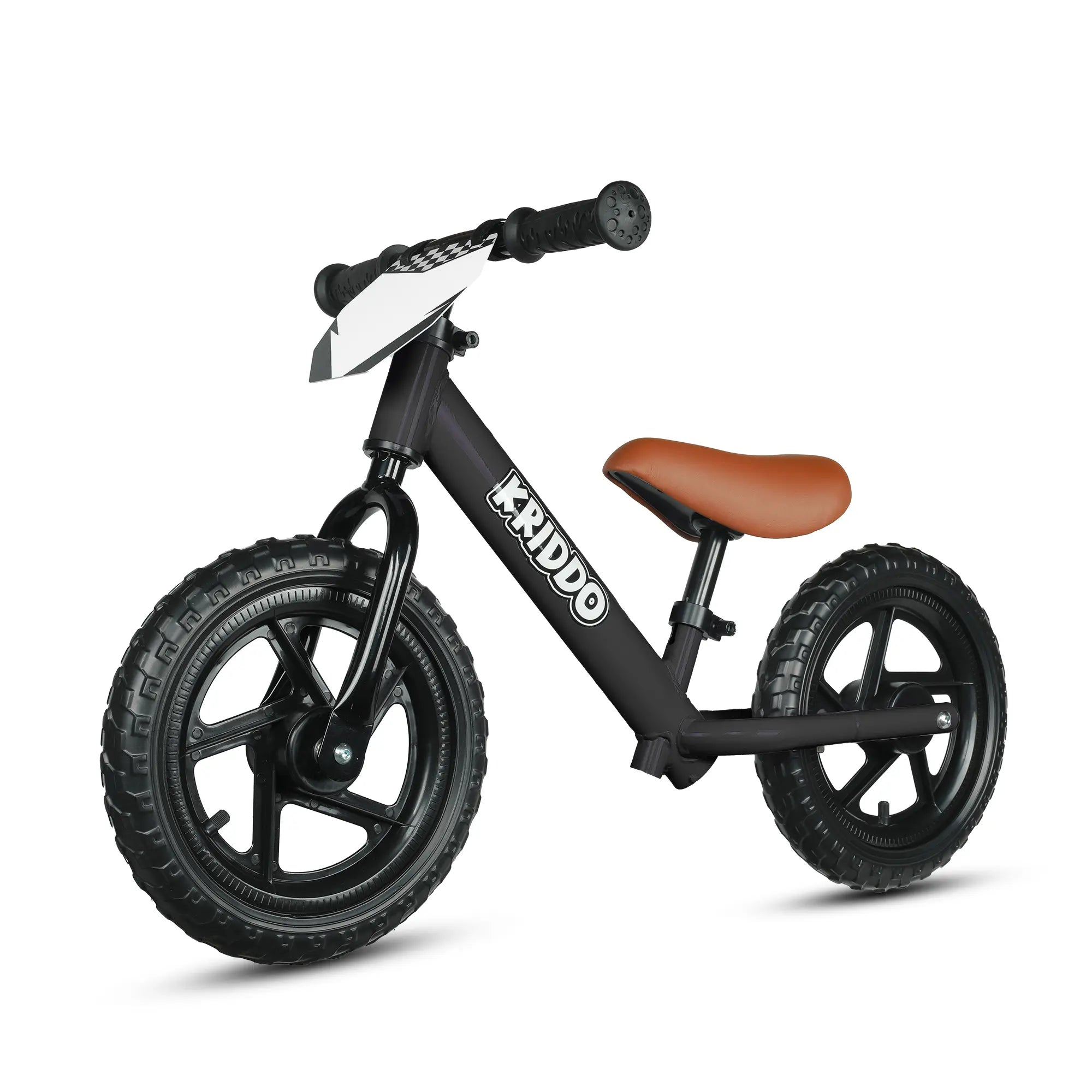 KRIDDO Toddler 12 Inch Balance Bike with Customizable Plate for Ages 2 to 5 Years Black