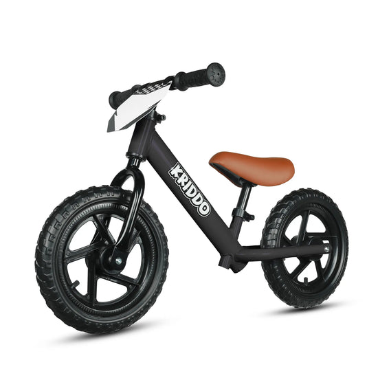 KRIDDO Toddler 12 Inch Balance Bike with Customizable Plate for Ages 2 to 5 Years Black