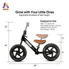 KRIDDO Toddler Balance Bike with Customizable Plate for Ages 2 to 5 Years Black