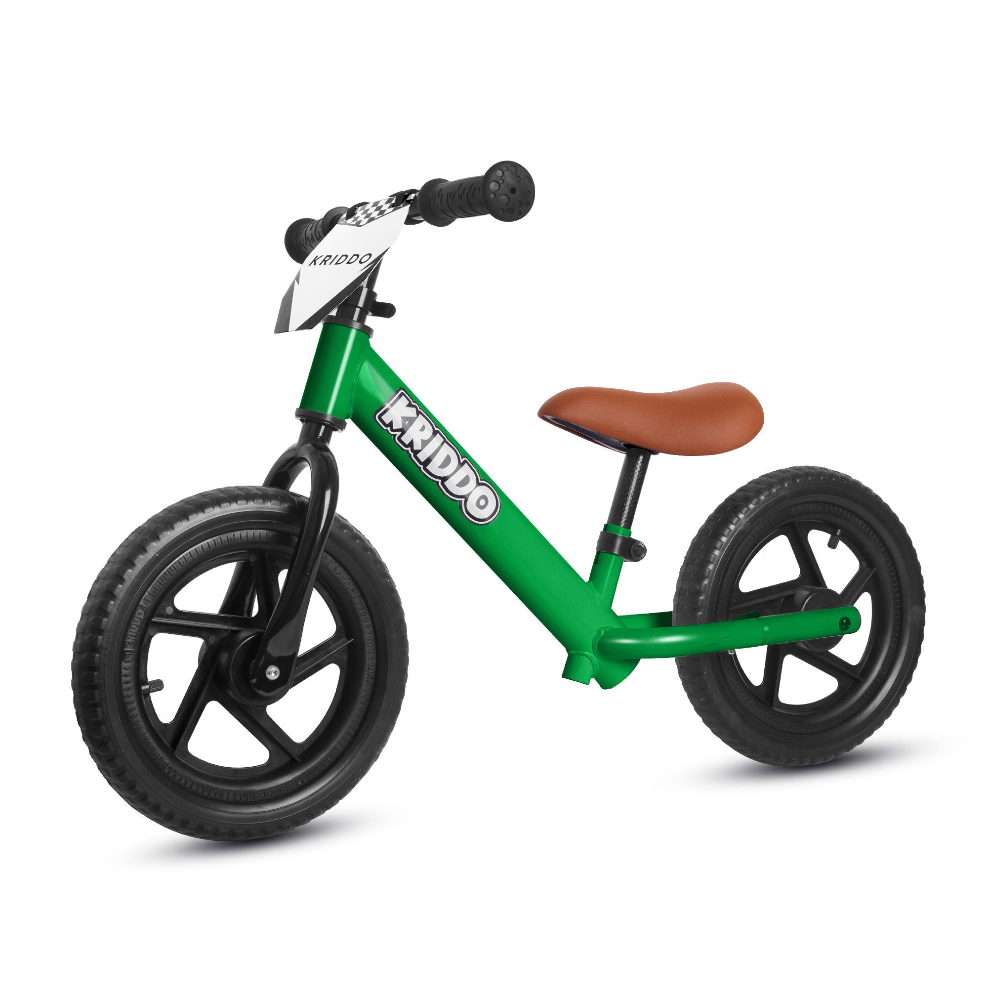 KRIDDO 12 Inch Toddler Balance Bike with Custom Name Plate Green