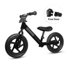 KRIDDO 12 Inch Toddler Balance Bike with Custom Name Plate for Ages 2–5 White, Includes Free Protective Gear Set Matte Black