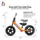 KRIDDO Toddler 12 Inch Balance Bike with Customizable Plate for Ages 2 to 5 Years Orange