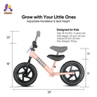 KRIDDO Toddler 12 Inch Balance Bike with Customizable Plate for Ages 2 to 5 Years Pink