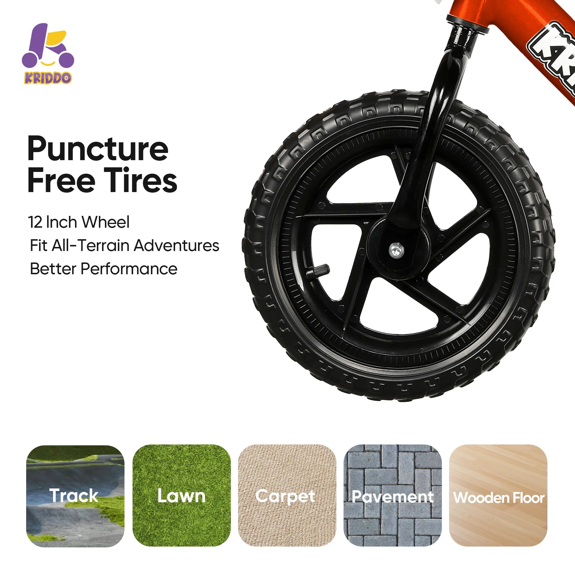 KRIDDO 12 Inch Puncture Free Tires