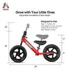 KRIDDO Toddler 12 Inch Balance Bike with Customizable Plate for Ages 2 to 5 Years Red