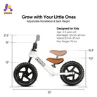 Children's balance bike with adjustable handlebar and seat height