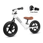 KRIDDO 12 Inch Toddler Balance Bike with Custom Name Plate for Ages 2–5 White, Includes Free Protective Gear Set