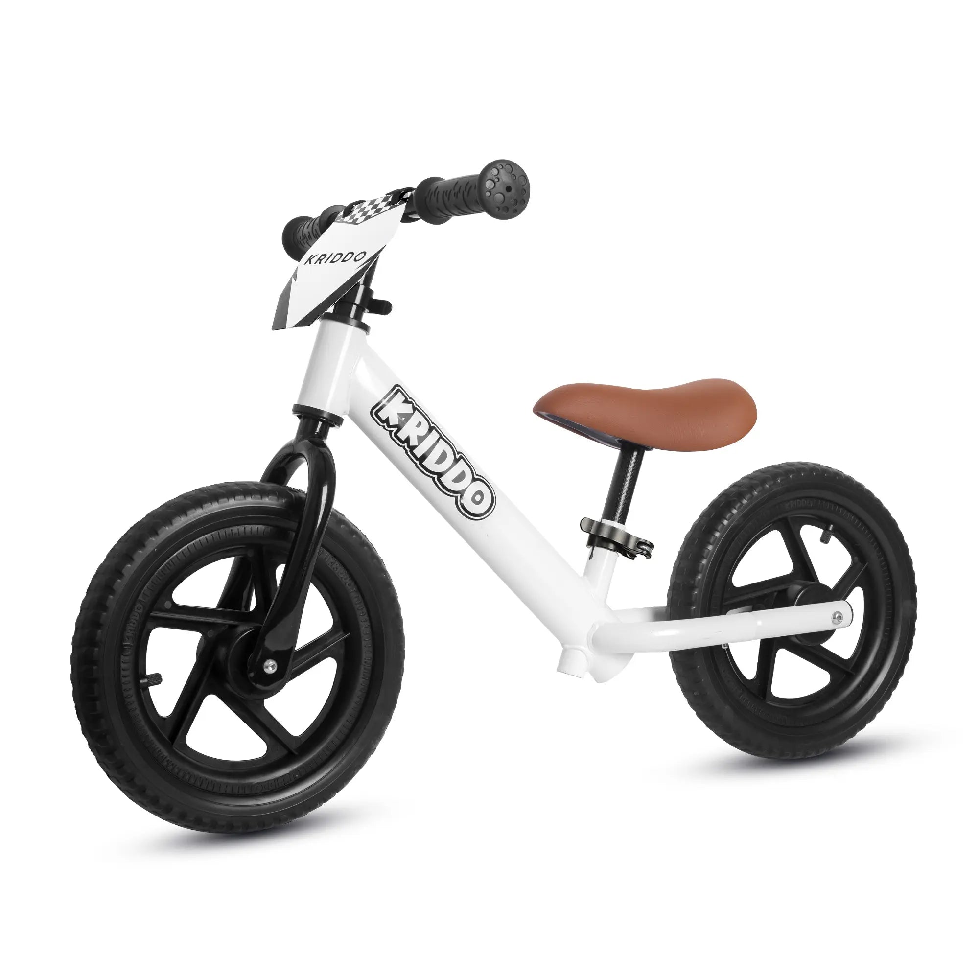 KRIDDO Classic Toddler Balance Bike with Customizable Plate for Ages 2 to 5 Years White