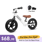 KRIDDO 12 Inch Toddler Balance Bike with Custom Name Plate for Ages 2–5 White, Includes Free Protective Gear Set