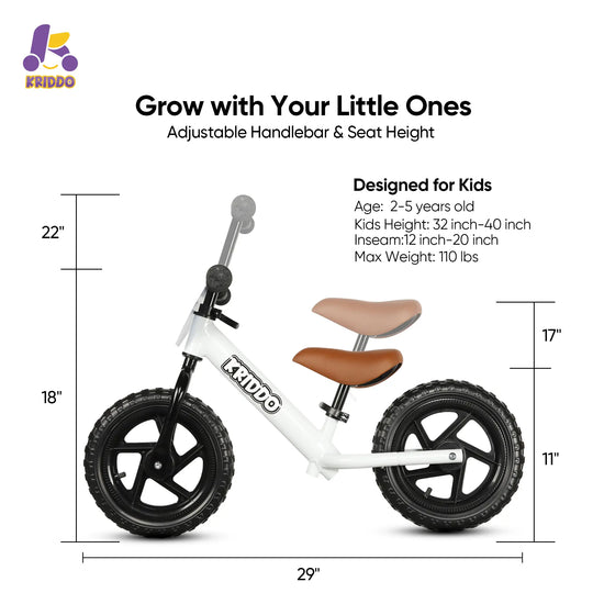 KRIDDO Toddler Balance Bike with Customizable Plate for Ages 2 to 5 Years
