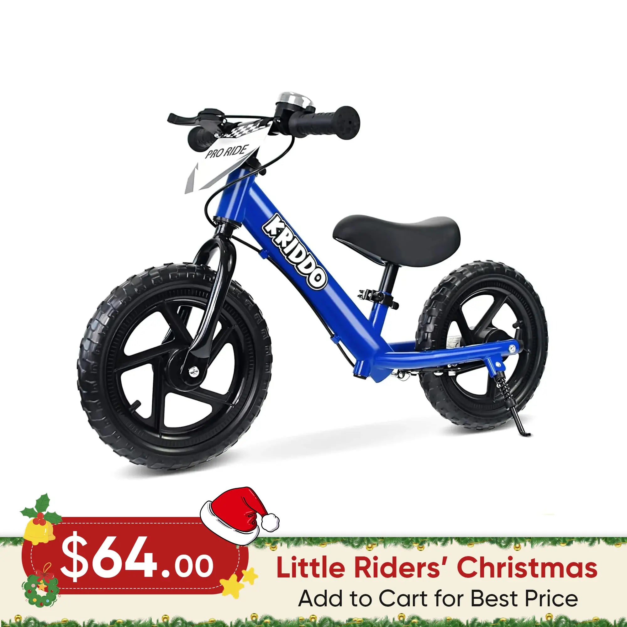 KRIDDO Toddler Balance Bike with Brake and Flag for 2 to 5 Years Old Blue