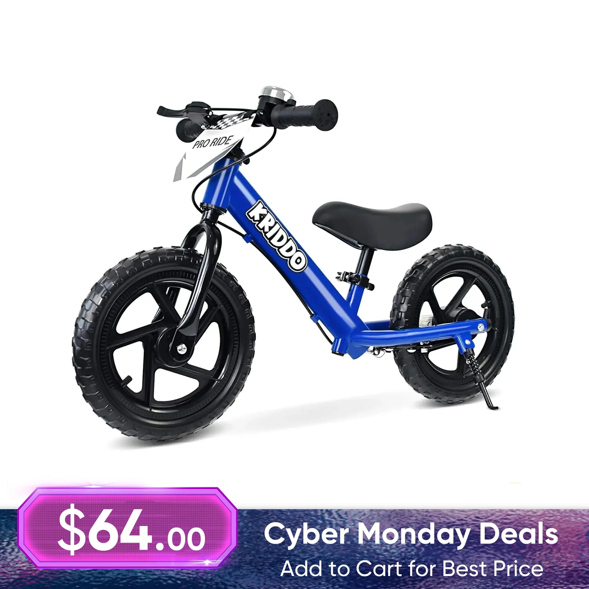 KRIDDO Toddler Balance Bike with Brake and Flag for 2 to 5 Years Old Blue