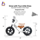 KRIDDO Toddler Balance Bike with Brake and Flag for 2 to 5 Years Old White