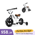 KRIDDO Convertible Balance Bike with Training Wheels for Ages 18 Months to 3 Years White
