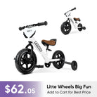 KRIDDO Convertible Balance Bike with Training Wheels for Ages 18 Months to 3 Years White