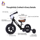 KRIDDO Pedal-Assist Toddler Bike with Training Wheels for Ages 18 Months to 3 Years Black