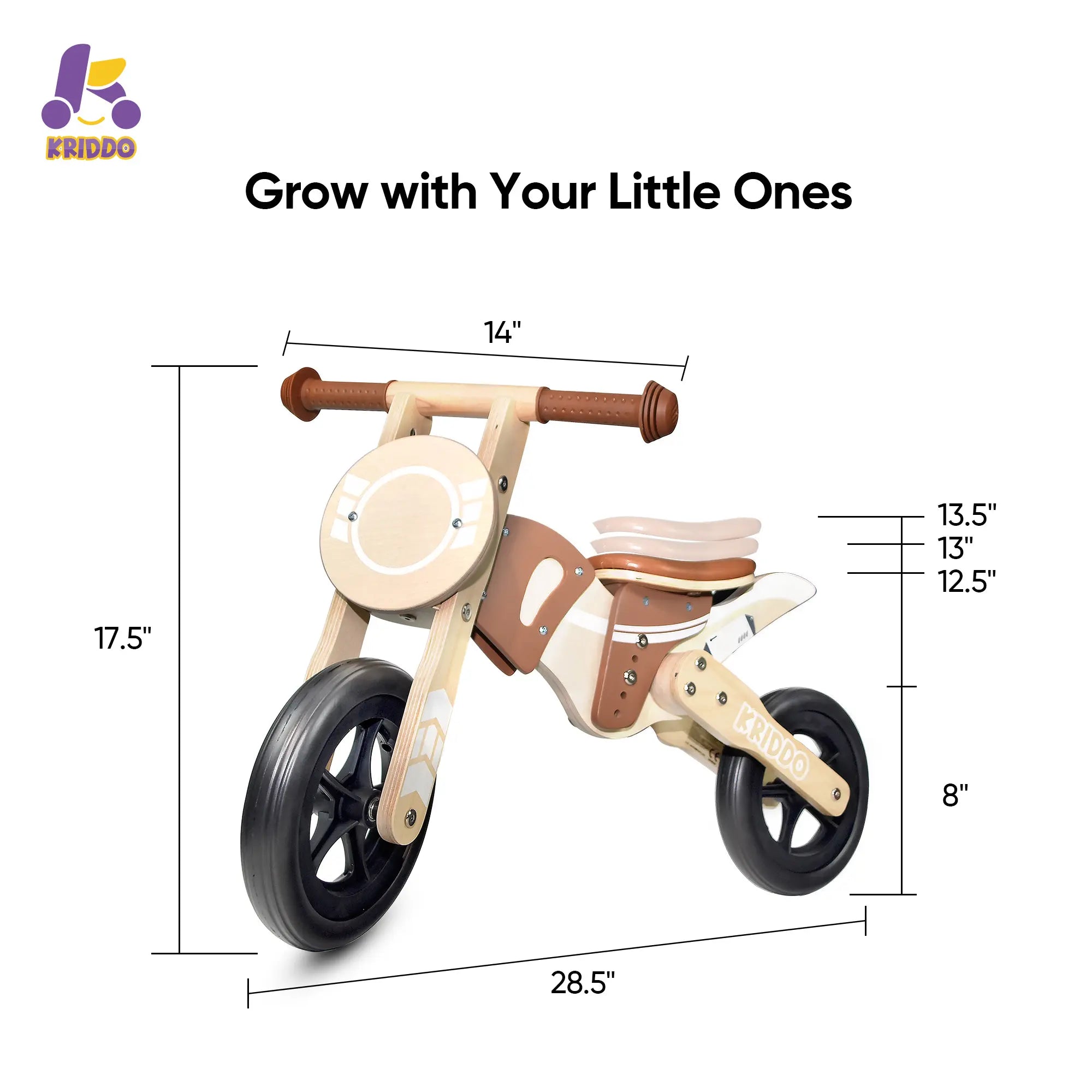KRIDDO Toddler Wooden Balance Bike for 2 to 4 Years Old