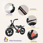 KRIDDO Toddler Balance Bike with Front Light and Adjustable Seat for 2 to 5 Years Old Black