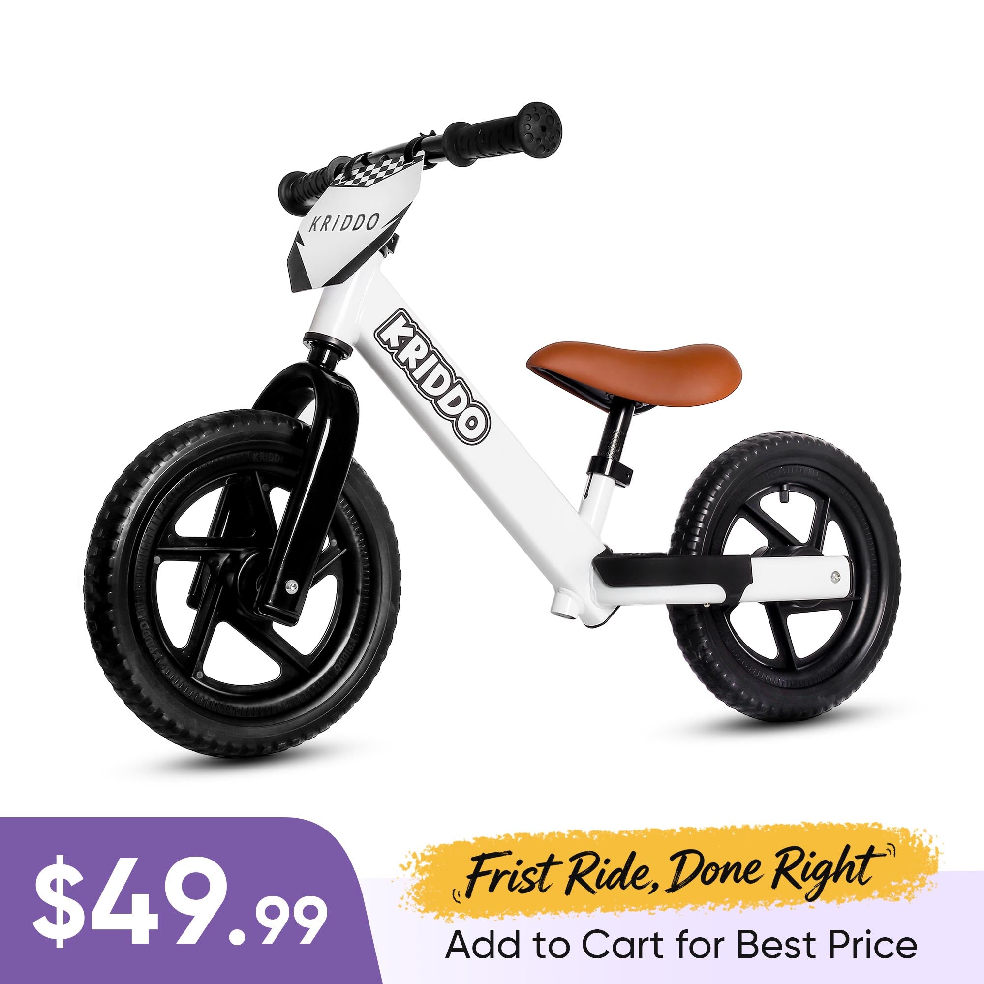 KRIDDO 12 Inch Toddler Balance Bike with Footrest for 2 to 5 Years Old with DIY Stickers