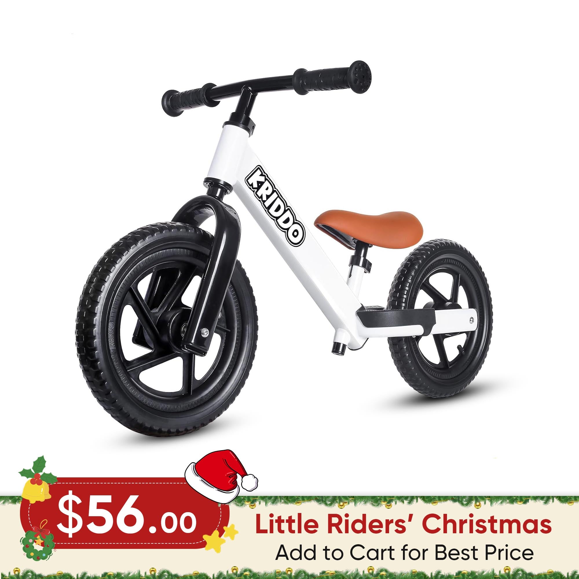 KRIDDO Toddler Beginner Bike for 2 to 5 Years Old with DIY Colorful Stickers
White