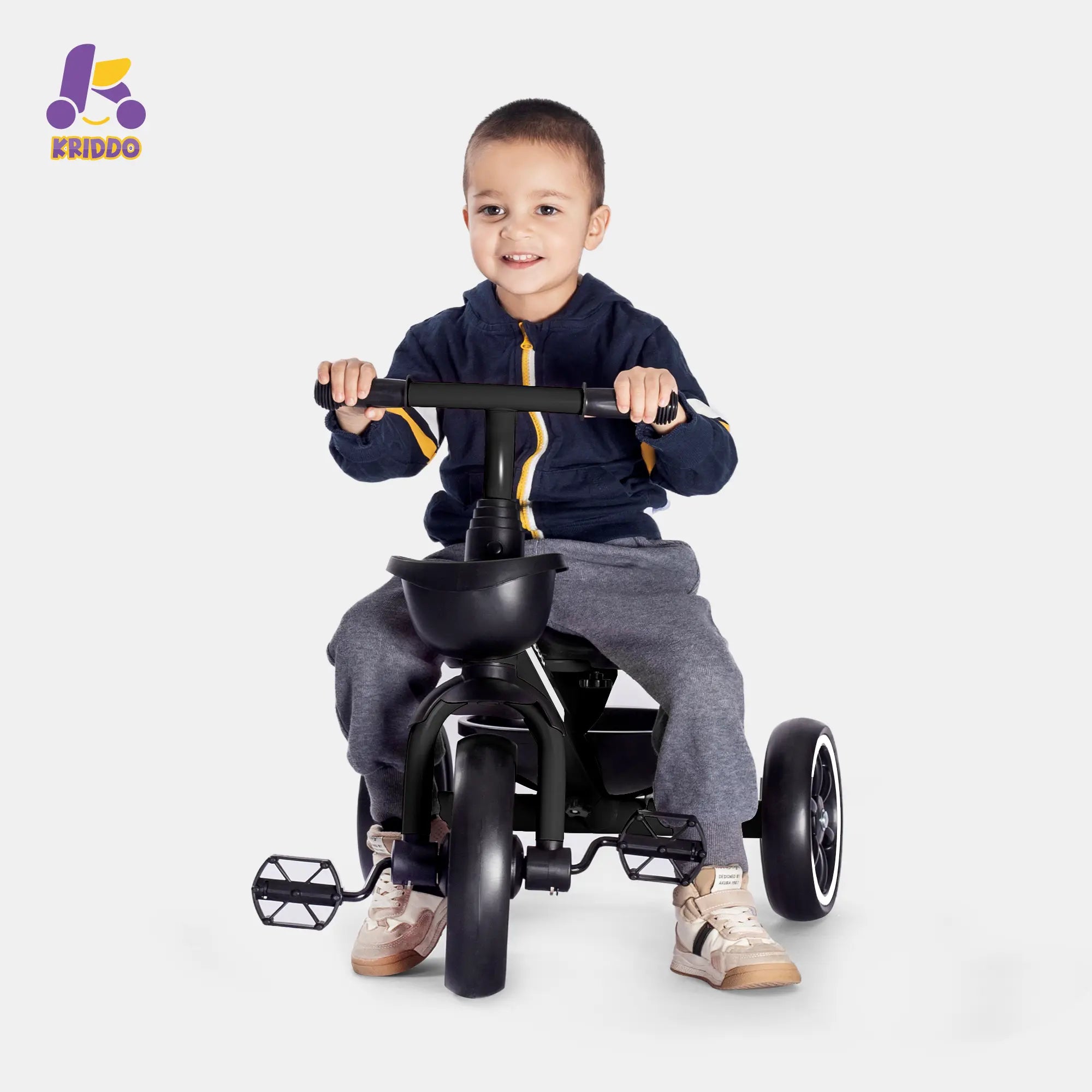 KRIDDO Kids Tricycle Easy-Assembly for 2 to 5 Years Old Black