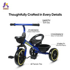 KRIDDO Kids Tricycle Easy-Assembly for 2 to 5 Years Old Blue