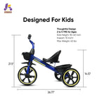 KRIDDO Kids Tricycle Easy-Assembly for 2 to 5 Years Old Blue