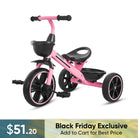 KRIDDO Kids Tricycle Easy-Assembly for 2 to 5 Years Old Pink
