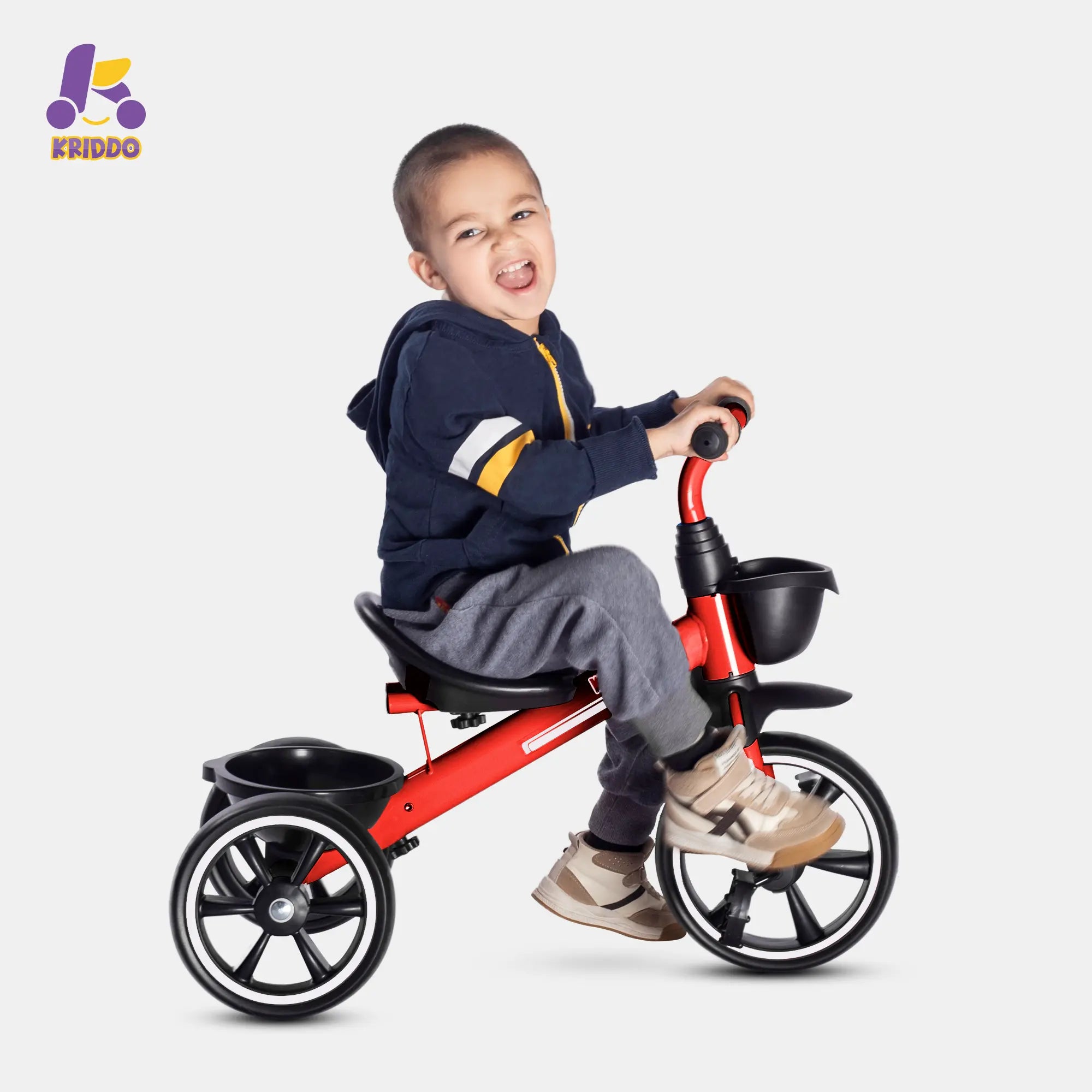 KRIDDO Kids Tricycle Easy-Assembly for 2 to 5 Years Old Red