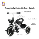 KRIDDO Kids Tricycle Easy-Assembly for 2 to 5 Years Old White