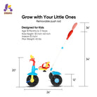 KRIDDO 2-in-1 Kids Push Trike for 18 months to 3 Years Old Red