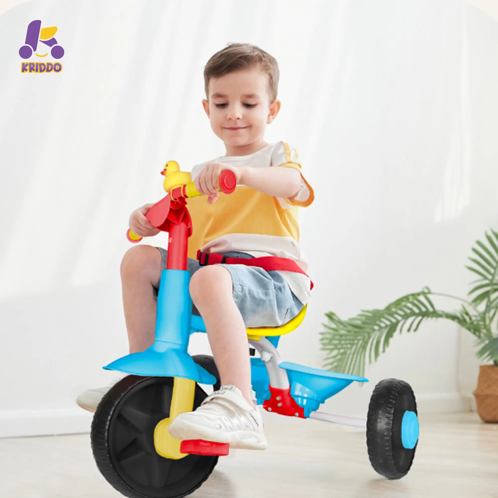 KRIDDO 2-in-1 Kids Push Trike for 18 months to 3 Years Old Red