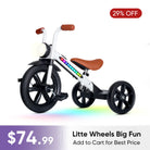 KRIDDO Kids Motorbike Style Light Up Tricycle with Front Light for 2 to 5 Years Old White