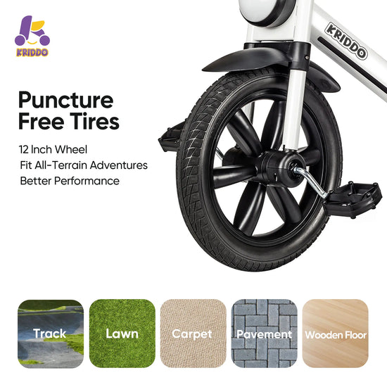 KRIDDO white tricycle with big puncture-free tires